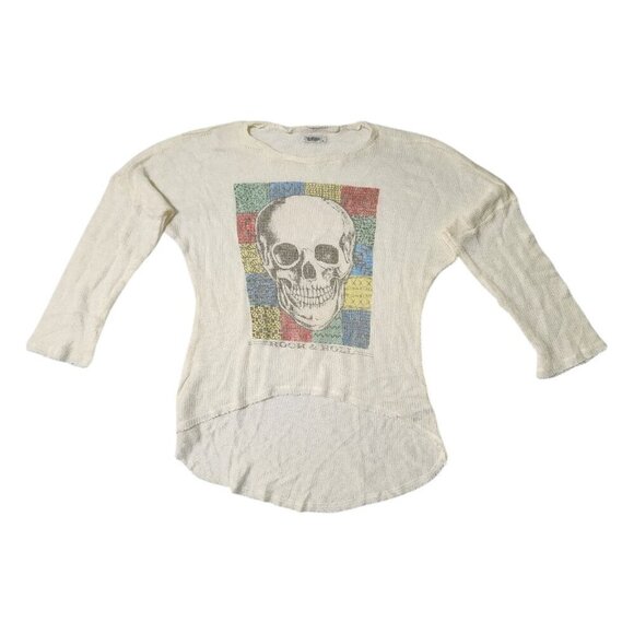 Lauren Moshi Pullover‎ Sweater Rock Skull Box with Tail Sz Small - Picture 1 of 9